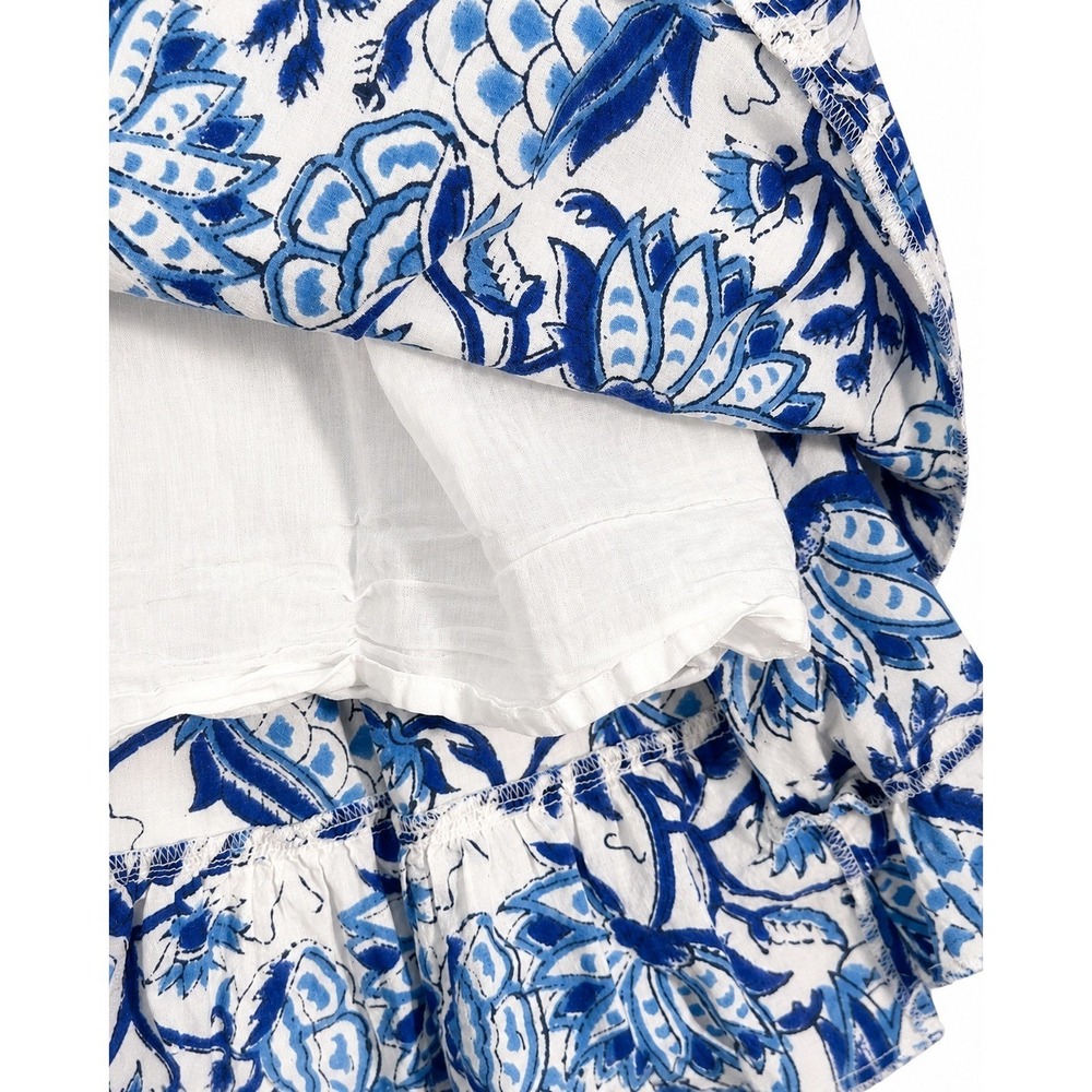 SoLe Mare Sole Amore Blue White Floral Smocked Cotton Mini Dress Large - Picture 9 of 11